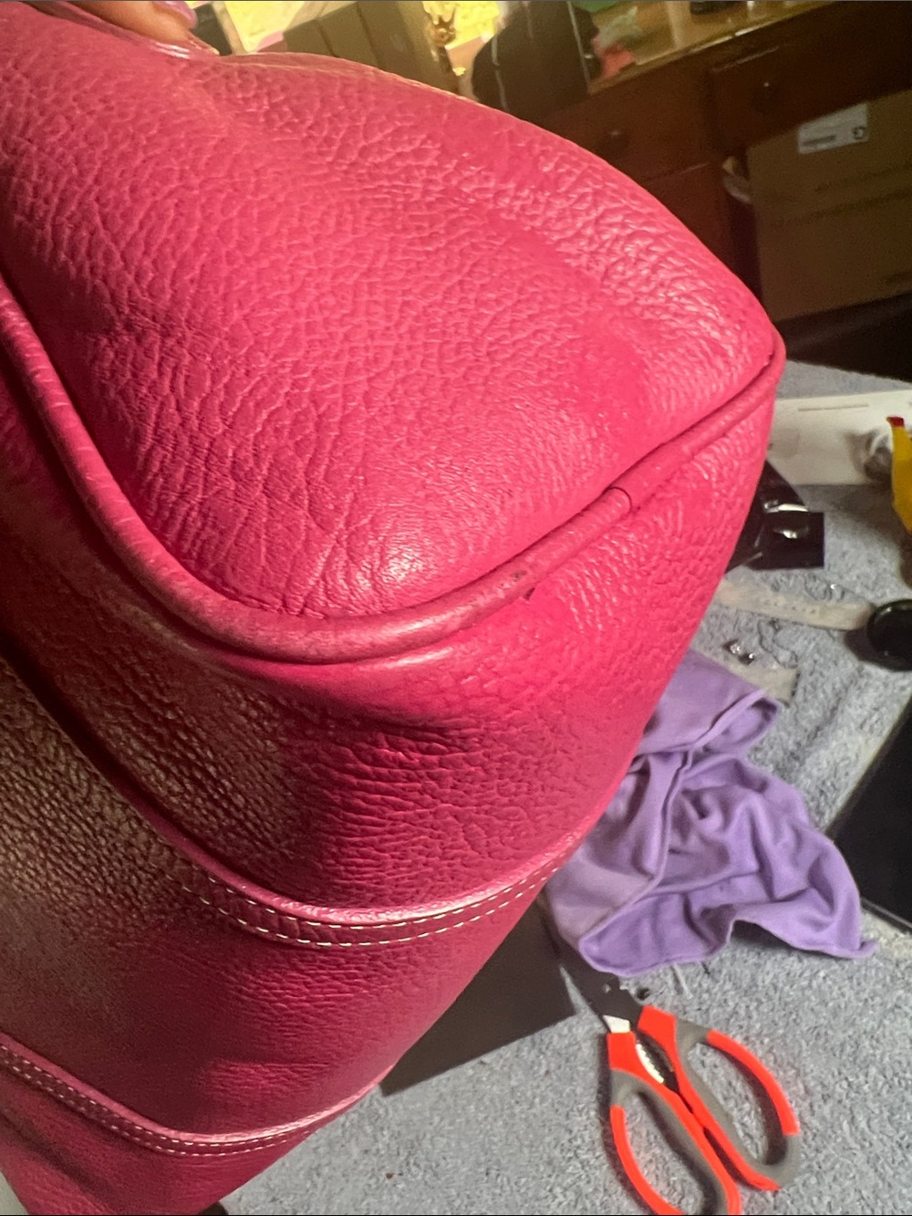 Dooney & Bourke Rose Pink Pebbled Leather Barrel Shoulder Bag - Picture 4 of 6